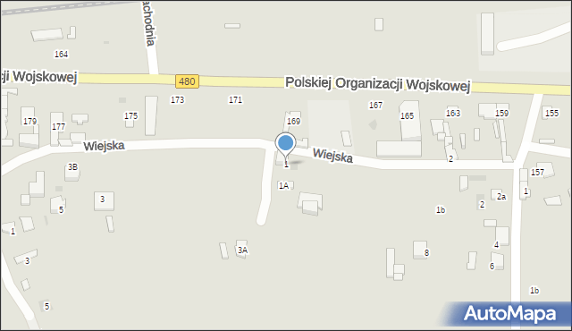 Sieradz, Wiejska, 1, mapa Sieradz