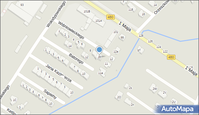 Sieradz, Wiśniowieckiego Jeremiego, 10, mapa Sieradz