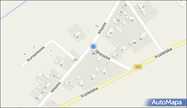 Sierakowice, Wiejska, 69, mapa Sierakowice