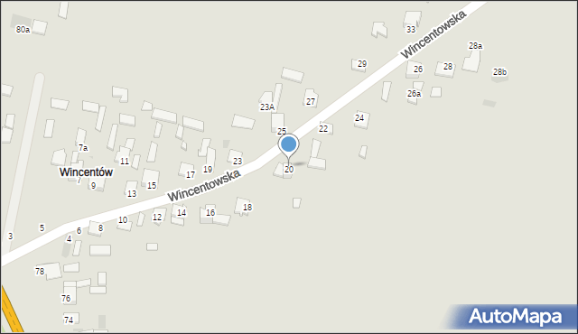 Skaryszew, Wincentowska, 20A, mapa Skaryszew