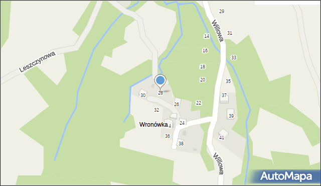 Skawinki, Willowa, 28, mapa Skawinki