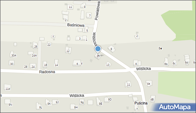 Skoczów, Wiślicka, 15, mapa Skoczów