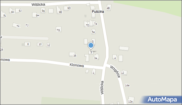 Skoczów, Wiślicka, 3, mapa Skoczów