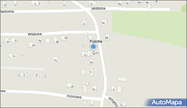 Skoczów, Wiślicka, 7a, mapa Skoczów