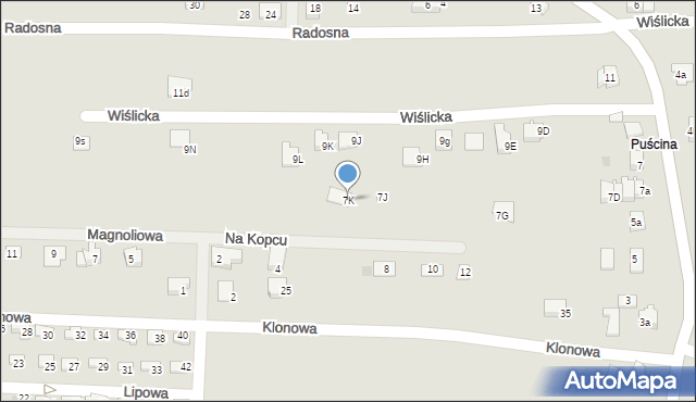 Skoczów, Wiślicka, 7K, mapa Skoczów