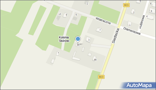 Skórzec, Wiatraczna, 3A, mapa Skórzec