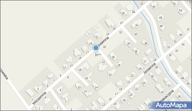 Skórzewo, Wiosenna, 20, mapa Skórzewo