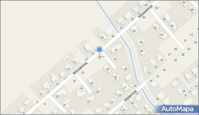 Skórzewo, Wiosenna, 32, mapa Skórzewo