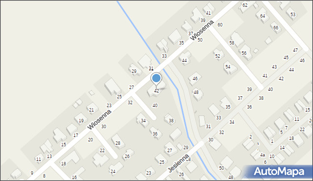 Skórzewo, Wiosenna, 42, mapa Skórzewo