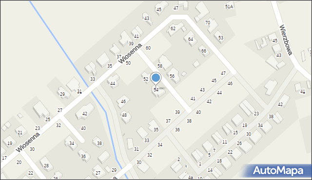 Skórzewo, Wiosenna, 54, mapa Skórzewo