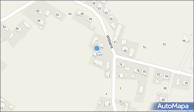 Smolice, Wiślana, 74, mapa Smolice