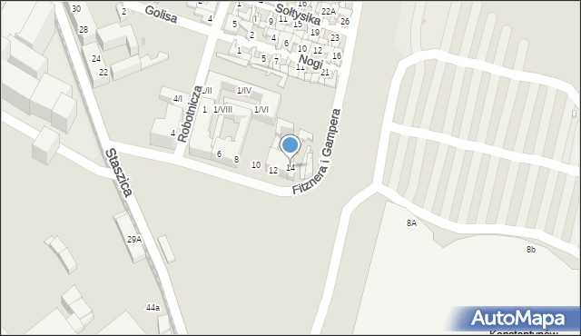 Sosnowiec, Wilhelma Fitznera i Konrada Gampera, 14, mapa Sosnowca