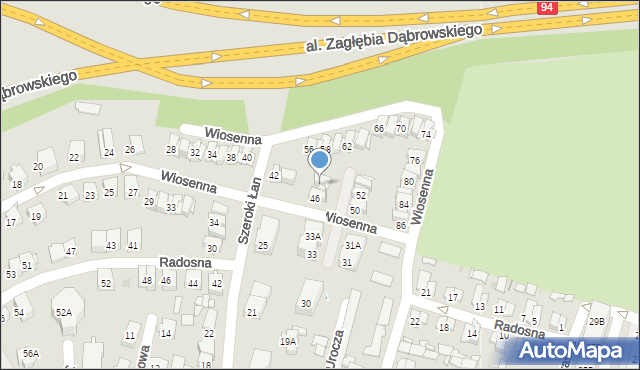 Sosnowiec, Wiosenna, 48, mapa Sosnowca