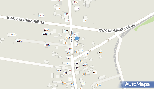 Sosnowiec, Wiejska, 100, mapa Sosnowca