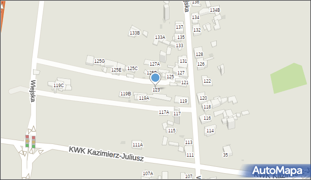 Sosnowiec, Wiejska, 123, mapa Sosnowca