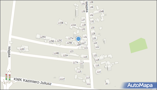 Sosnowiec, Wiejska, 125, mapa Sosnowca