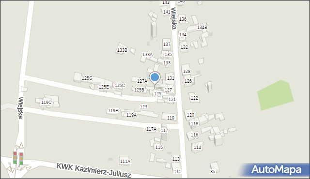 Sosnowiec, Wiejska, 125a, mapa Sosnowca