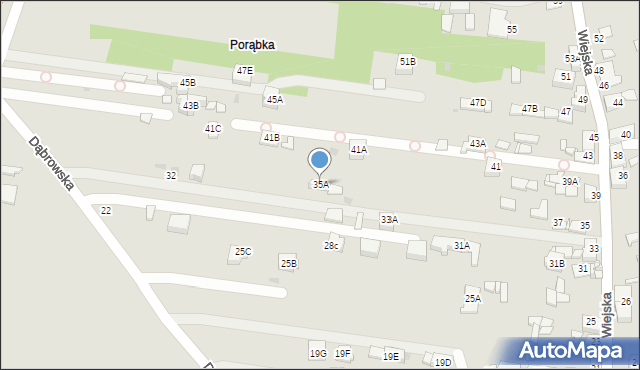 Sosnowiec, Wiejska, 35A, mapa Sosnowca