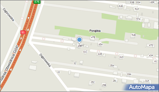 Sosnowiec, Wiejska, 43B, mapa Sosnowca