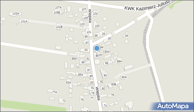 Sosnowiec, Wiejska, 90, mapa Sosnowca