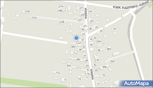 Sosnowiec, Wiejska, 91A, mapa Sosnowca