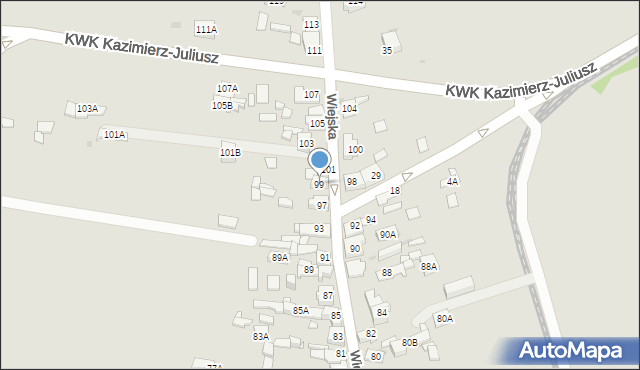 Sosnowiec, Wiejska, 99, mapa Sosnowca