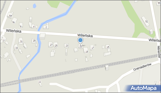 Sosnowiec, Wileńska, 21, mapa Sosnowca