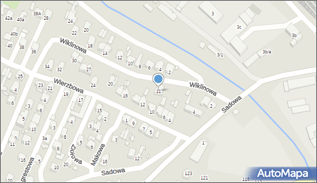 Starachowice, Wiklinowa, 11, mapa Starachowic