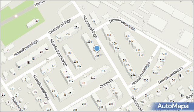 Stargard, Wieniawskiego Henryka, 25a, mapa Stargard