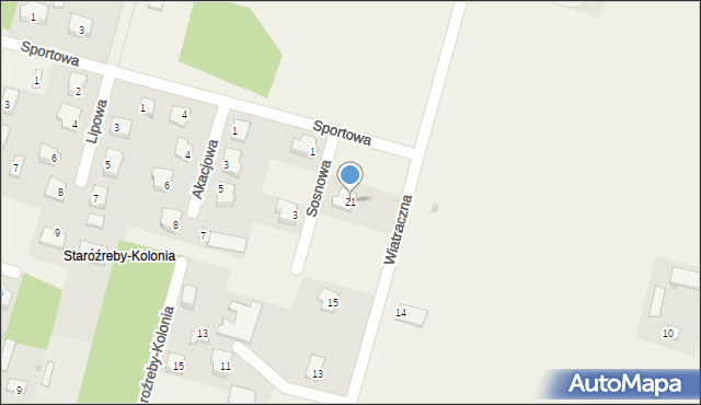 Staroźreby, Wiatraczna, 21, mapa Staroźreby