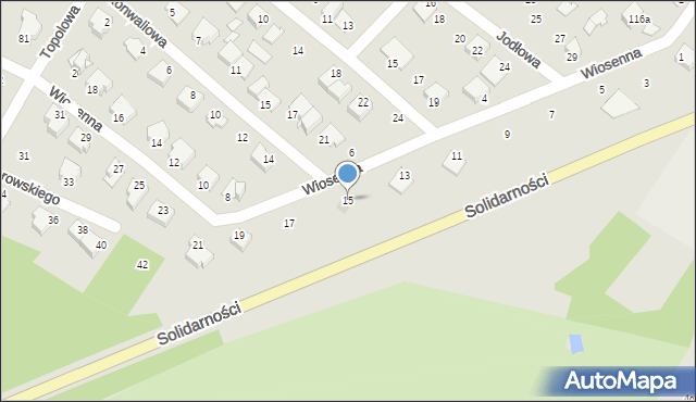 Staszów, Wiosenna, 15, mapa Staszów