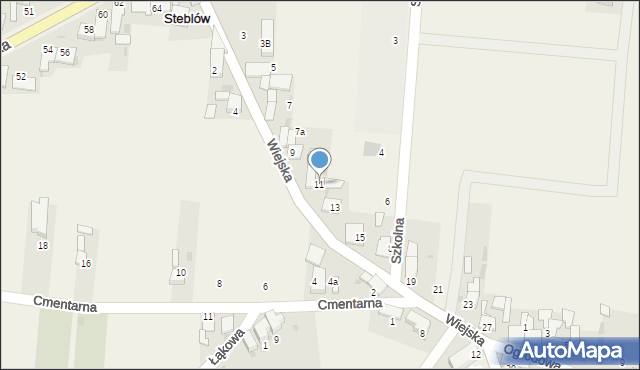 Steblów, Wiejska, 11, mapa Steblów