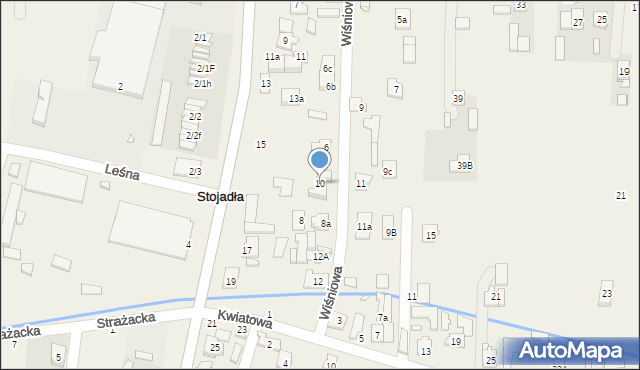 Stojadła, Wiśniowa, 10, mapa Stojadła