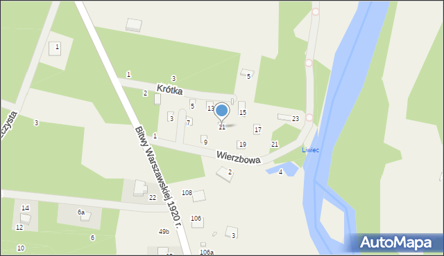 Strachów, Wierzbowa, 11, mapa Strachów