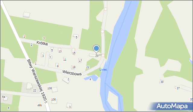 Strachów, Wierzbowa, 23, mapa Strachów