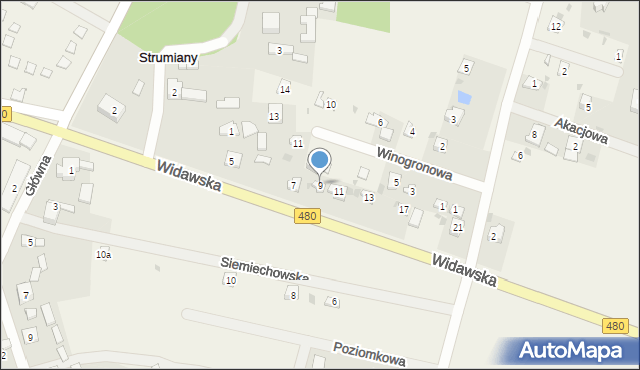 Strumiany, Widawska, 9, mapa Strumiany