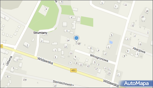 Strumiany, Winogronowa, 12, mapa Strumiany