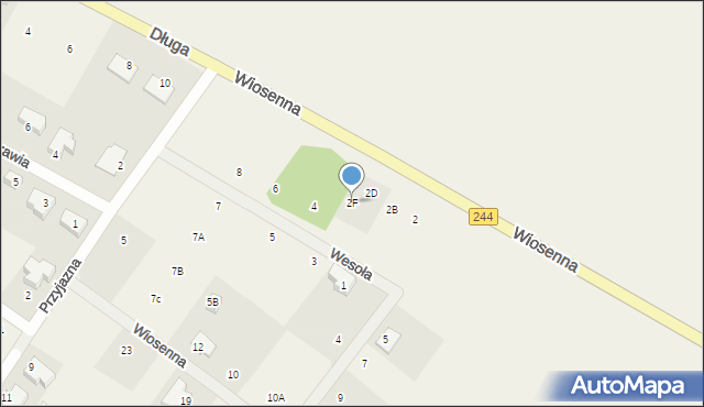 Strzelce Górne, Wiosenna, 2F, mapa Strzelce Górne