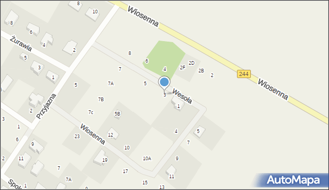 Strzelce Górne, Wiosenna, 3, mapa Strzelce Górne