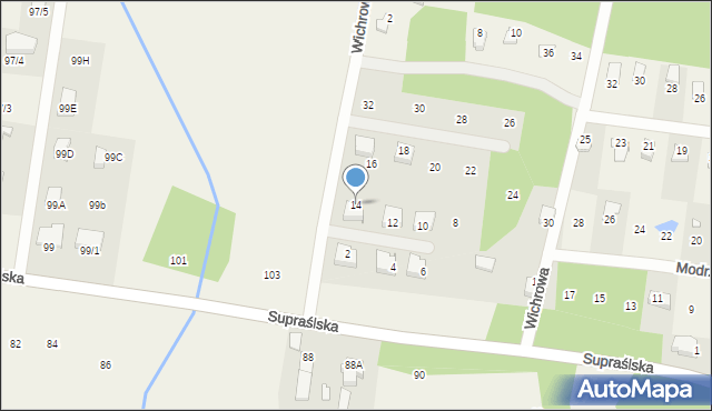 Studzianki, Wichrowa, 14, mapa Studzianki