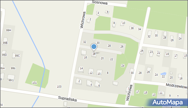 Studzianki, Wichrowa, 18, mapa Studzianki