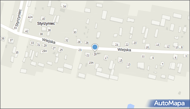 Styrzyniec, Wiejska, 19, mapa Styrzyniec