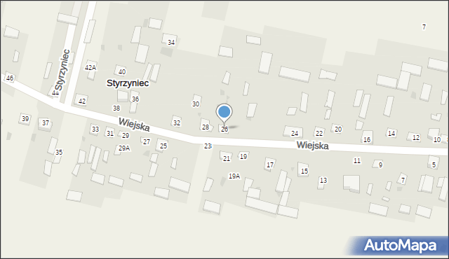 Styrzyniec, Wiejska, 26, mapa Styrzyniec