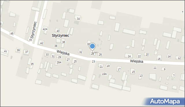 Styrzyniec, Wiejska, 28, mapa Styrzyniec