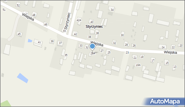 Styrzyniec, Wiejska, 29A, mapa Styrzyniec