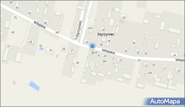 Styrzyniec, Wiejska, 33, mapa Styrzyniec