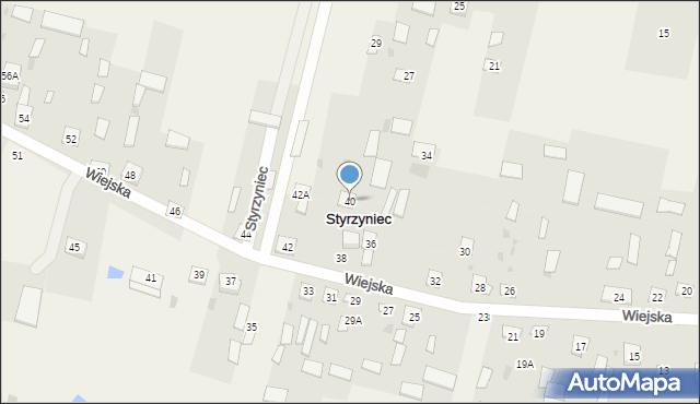 Styrzyniec, Wiejska, 40, mapa Styrzyniec