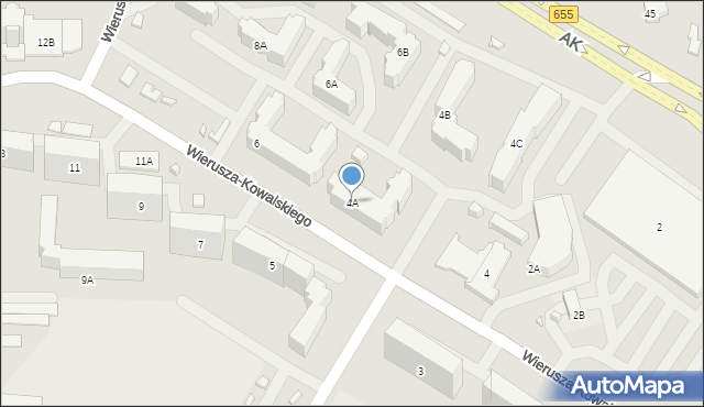 Suwałki, Wierusza-Kowalskiego Alfreda, 4A, mapa Suwałk