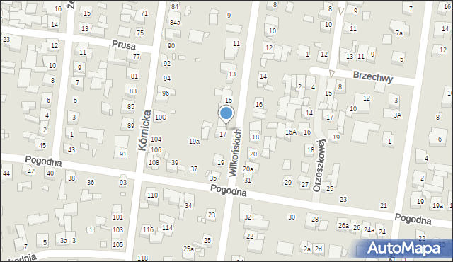 Swarzędz, Wilkońskich Pauliny i Augusta, 17a, mapa Swarzędz