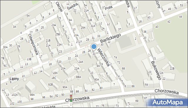 Świętochłowice, Wieczorka Józefa, 11, mapa Świętochłowice